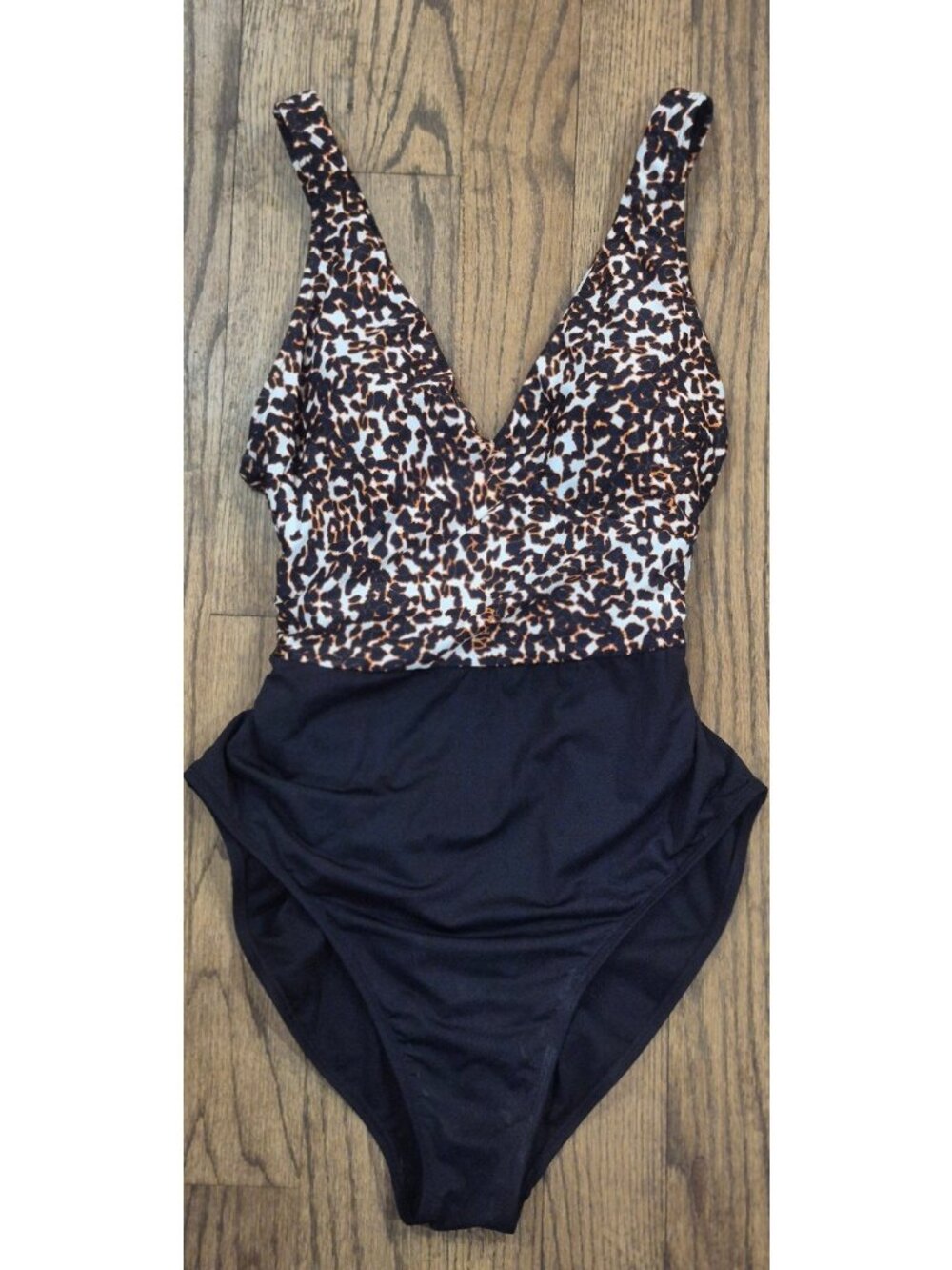 NWOT Mynah Leopard Print Ruched One-piece Swimsuit Bathingsuit Women's Size L